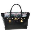 Versace Black Leather And Python Embossed Tote For Women