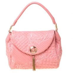 Versace Pink Leather Talia Vanitas Shoulder Bag For Women