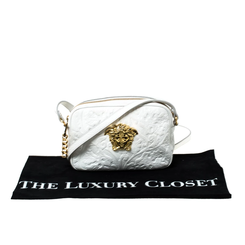 Versace White Leather Palazzo Medussa Crossbody Bag For Women - Image 9