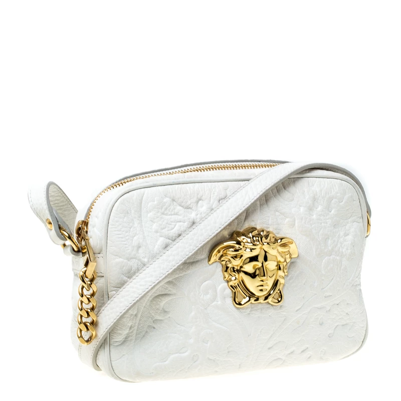 Versace White Leather Palazzo Medussa Crossbody Bag For Women - Image 3