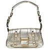 Versace Gold Metallic Leather Buckle Flap Shoulder Bag For Women