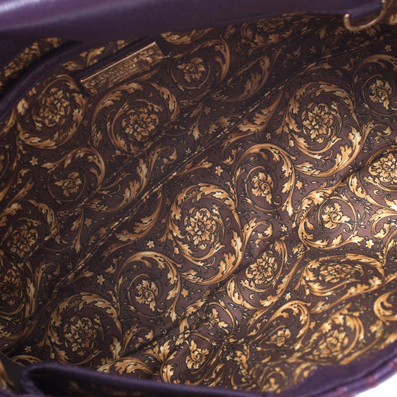 Versace Purple Leather Studded Tassel Vanitas Medea Shoulder Bag For Women - Image 6