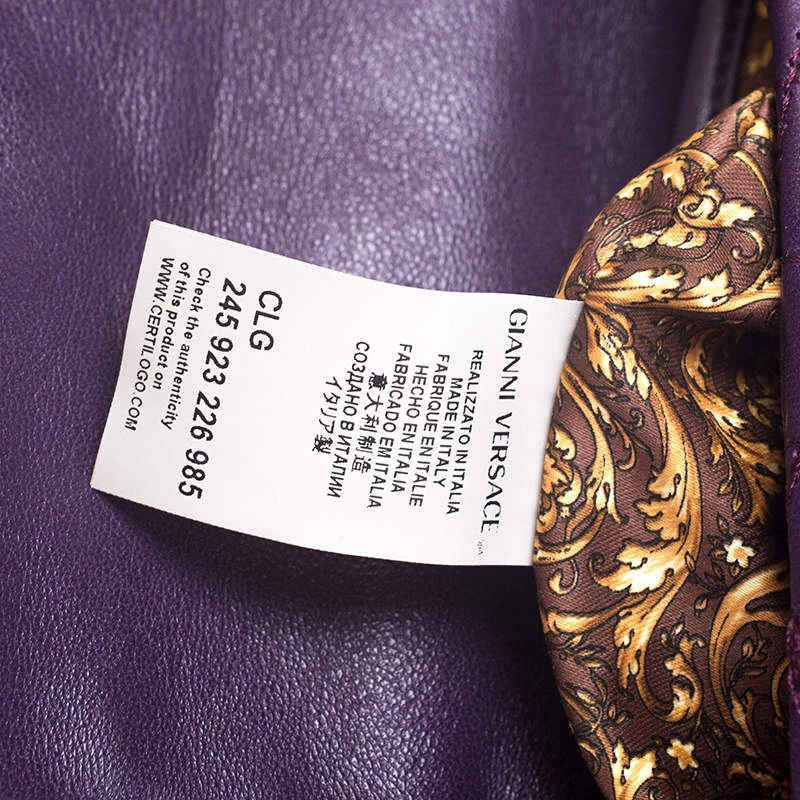 Versace Purple Leather Studded Tassel Vanitas Medea Shoulder Bag For Women - Image 8