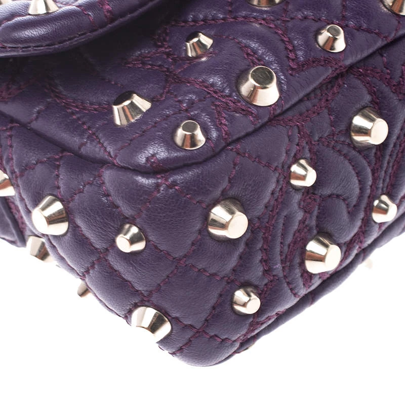 Versace Purple Leather Studded Tassel Vanitas Medea Shoulder Bag For Women - Image 11