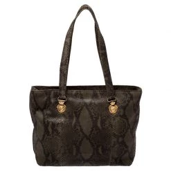 Versace Green Python Leather Tote For Women