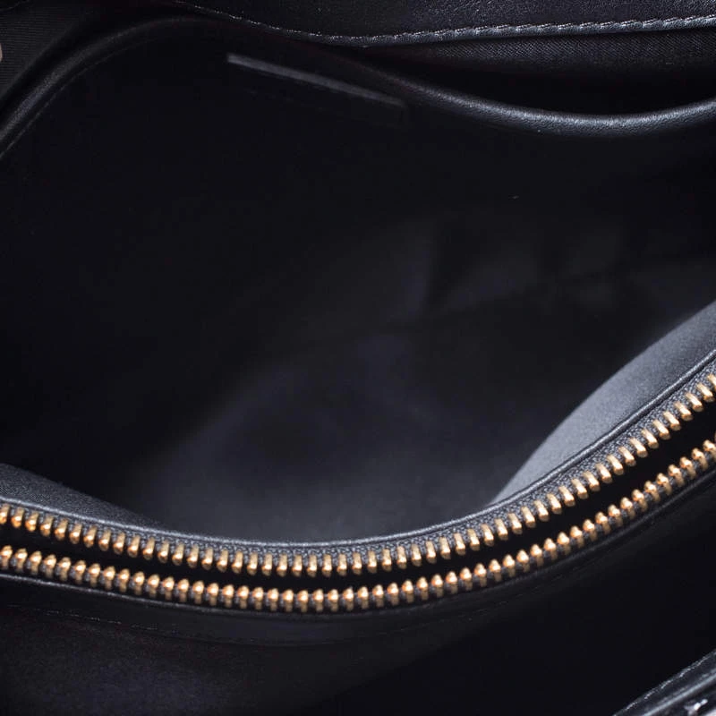 Versace Black Leather And Patent Leather Chain Flap Shoulder Bag For Women - Image 7