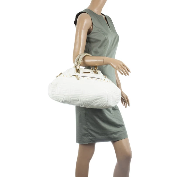 Versace White Leather Domed Satchel For Women - Image 2