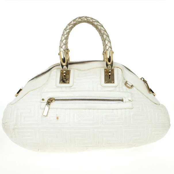Versace White Leather Domed Satchel For Women - Image 4