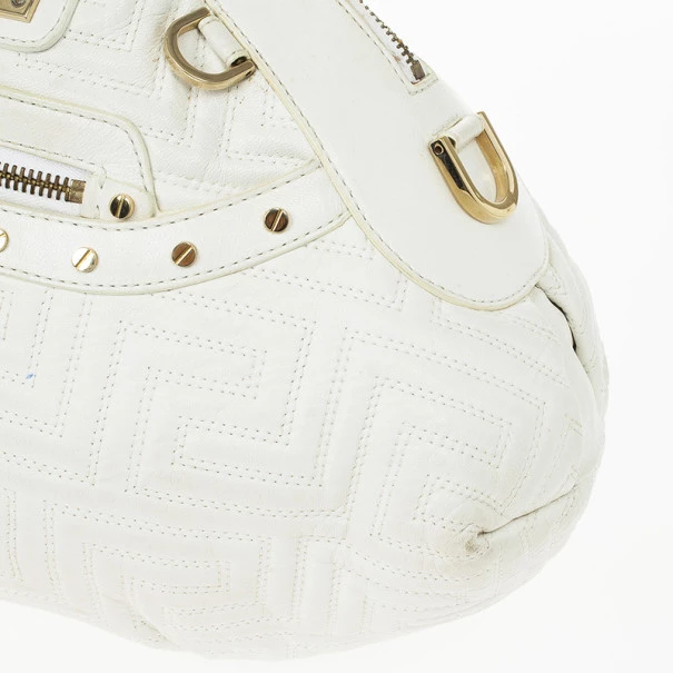 Versace White Leather Domed Satchel For Women - Image 9