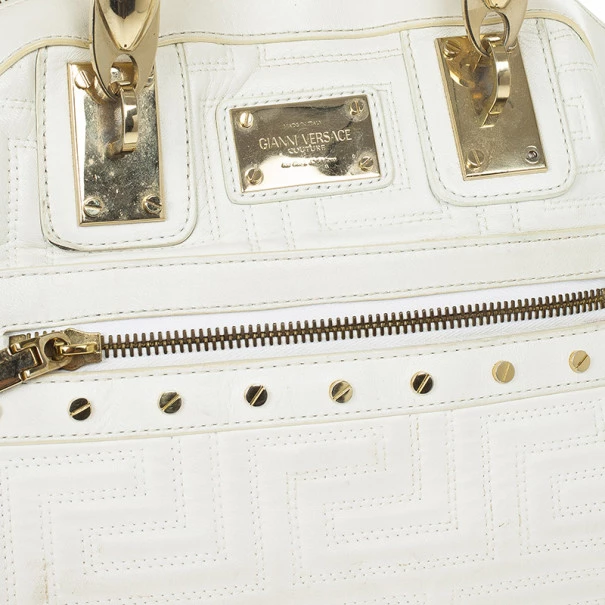 Versace White Leather Domed Satchel For Women - Image 10