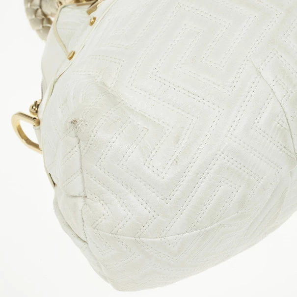 Versace White Leather Domed Satchel For Women - Image 11