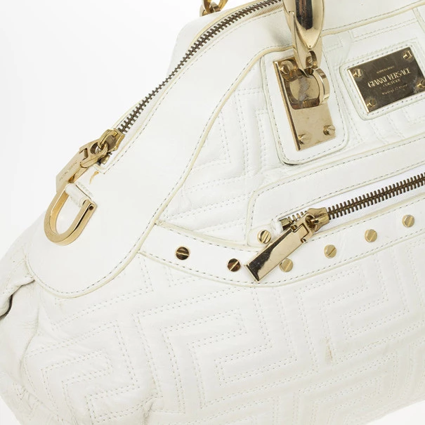 Versace White Leather Domed Satchel For Women - Image 13