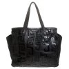 Versace Black Leather Shopper Tote For Women