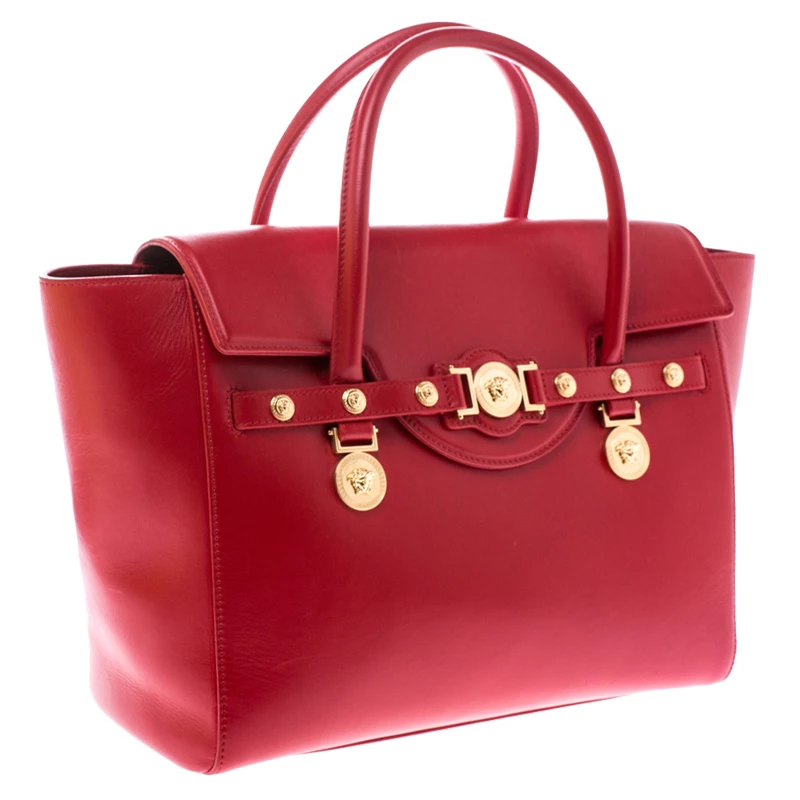 Versace Red Leather Medusa Medallion Tote For Women - Image 3