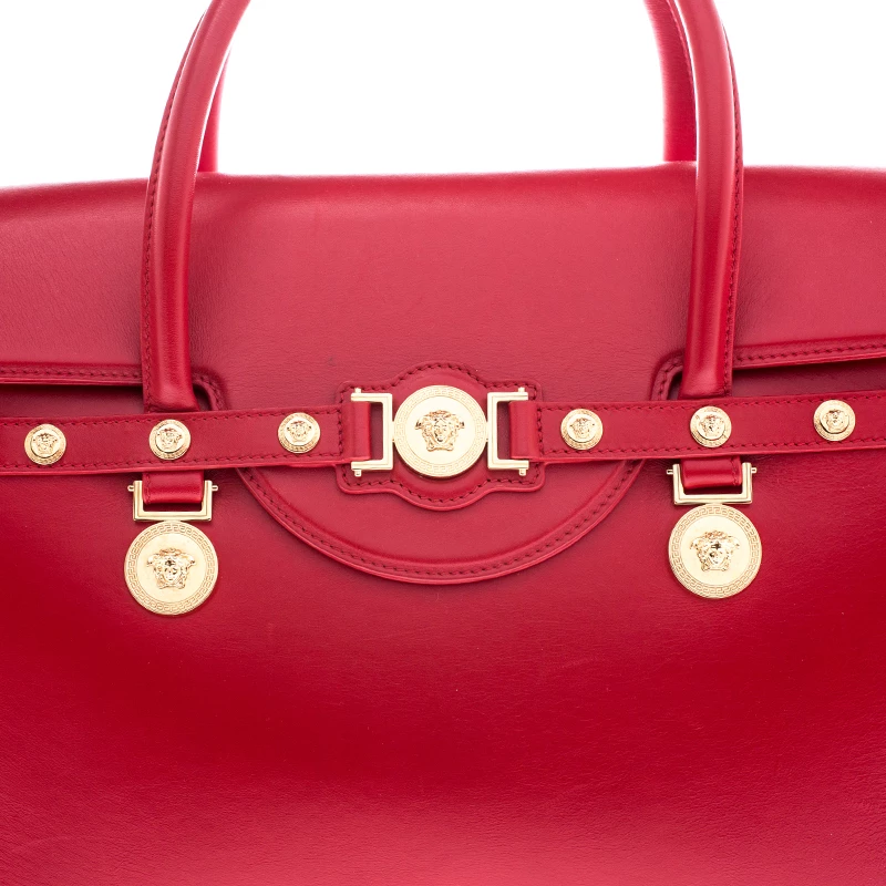Versace Red Leather Medusa Medallion Tote For Women - Image 5