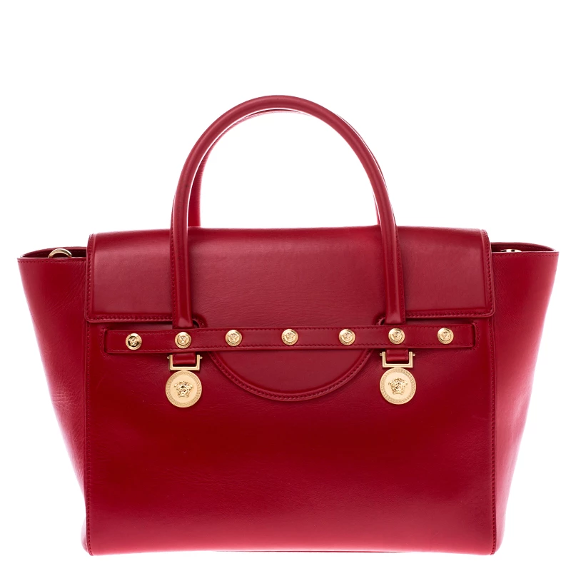 Versace Red Leather Medusa Medallion Tote For Women - Image 4