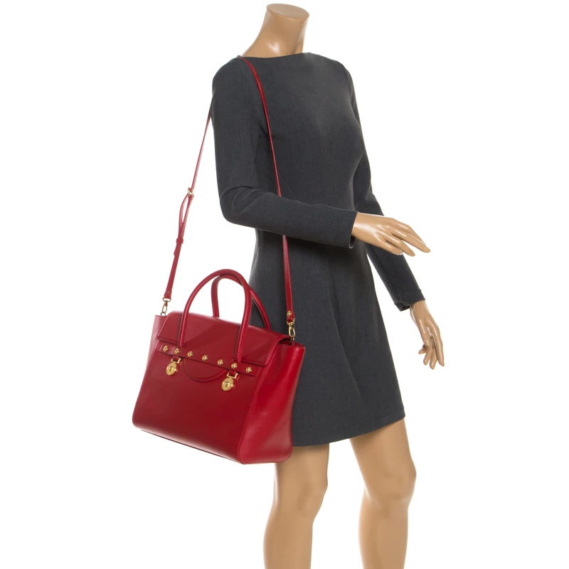 Versace Red Leather Medusa Medallion Tote For Women - Image 2