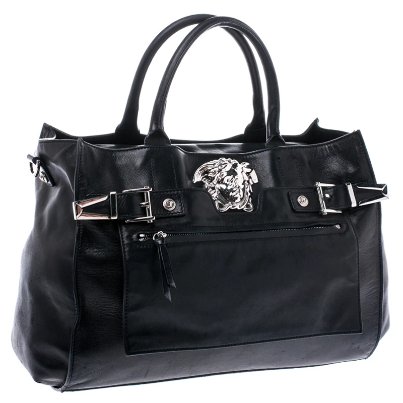 Versace Black Leather Medusa Tote For Women - Image 3