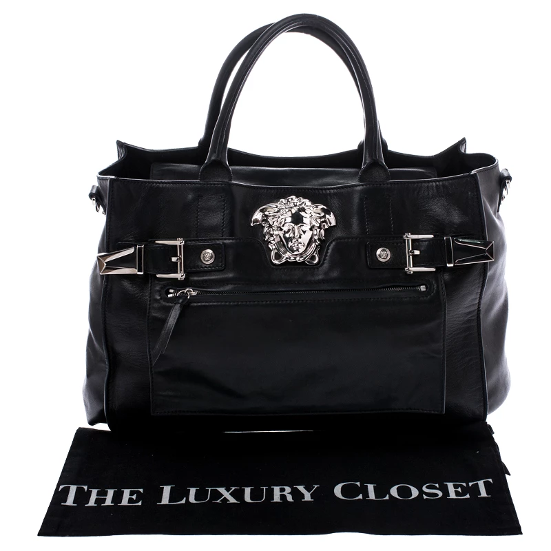 Versace Black Leather Medusa Tote For Women - Image 10