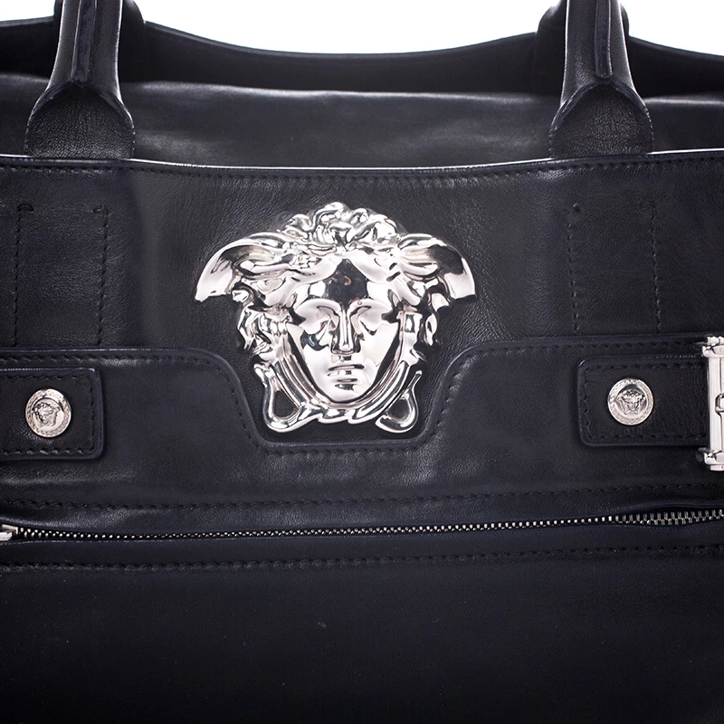 Versace Black Leather Medusa Tote For Women - Image 5