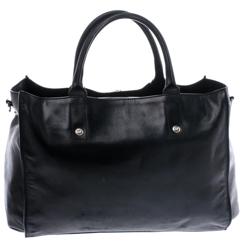 Versace Black Leather Medusa Tote For Women - Image 4