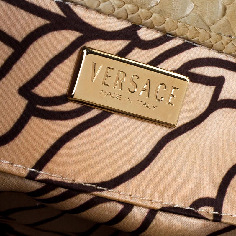 Versace Beige Rabbit Fur And Python Satchel For Women - Image 8