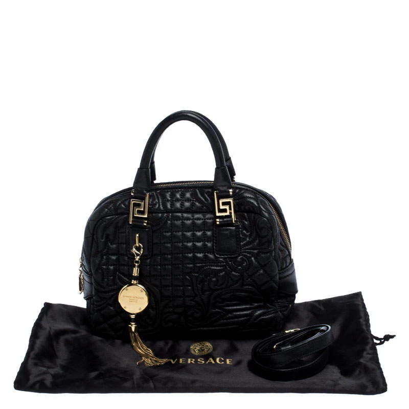 Versace Black Leather Demetra Vanitas Satchel For Women - Image 9