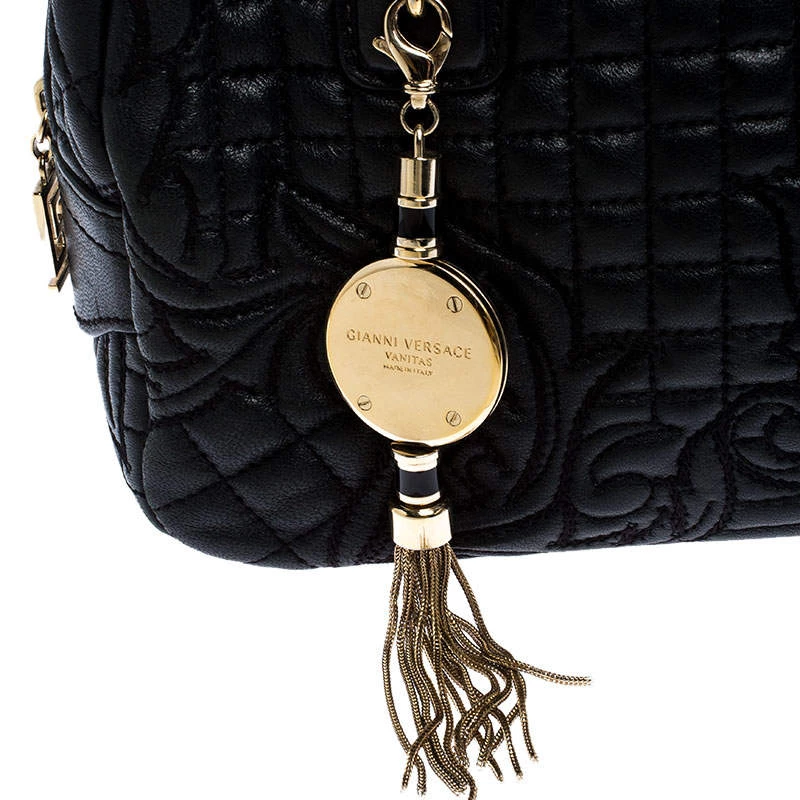 Versace Black Leather Demetra Vanitas Satchel For Women - Image 5