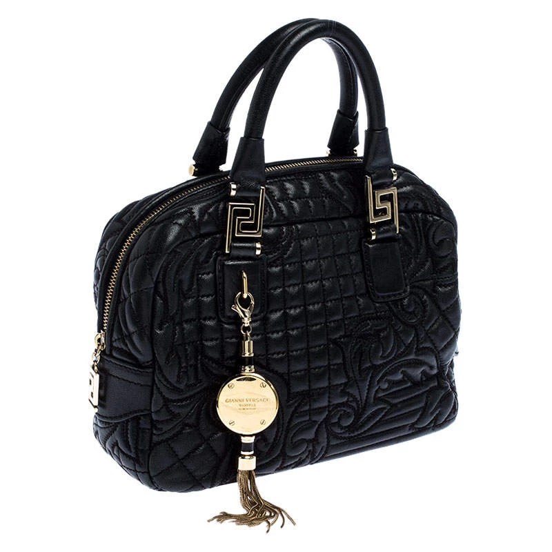Versace Black Leather Demetra Vanitas Satchel For Women - Image 3