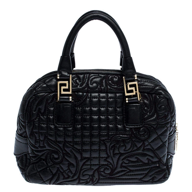 Versace Black Leather Demetra Vanitas Satchel For Women - Image 4