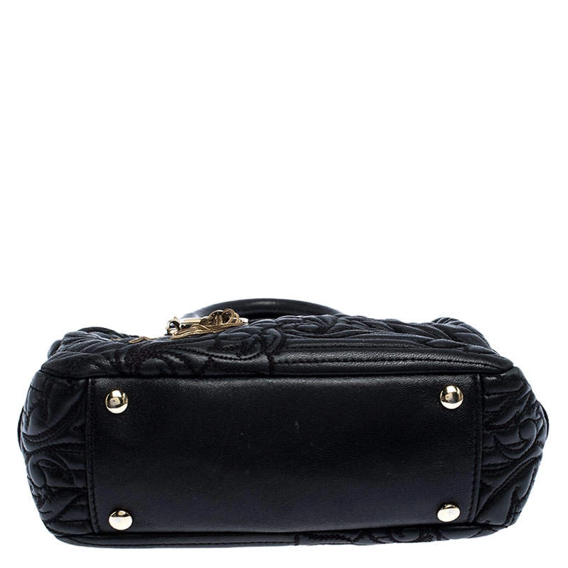 Versace Black Leather Demetra Vanitas Satchel For Women - Image 6