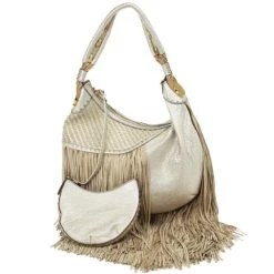 Versace Metallic And Ivory 'Couture Fringes' Hobo For Women