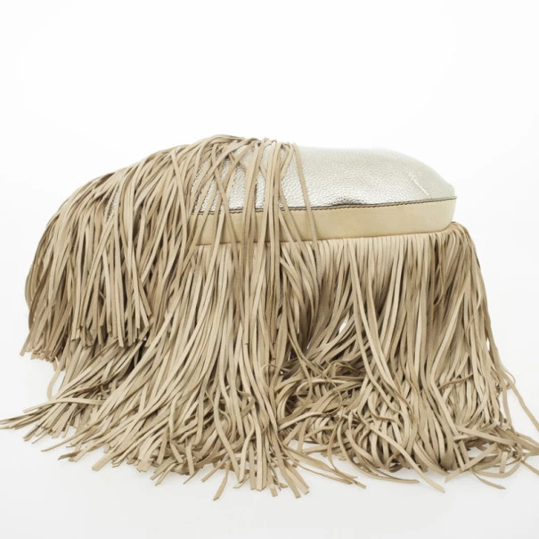 Versace Metallic And Ivory 'Couture Fringes' Hobo For Women - Image 5