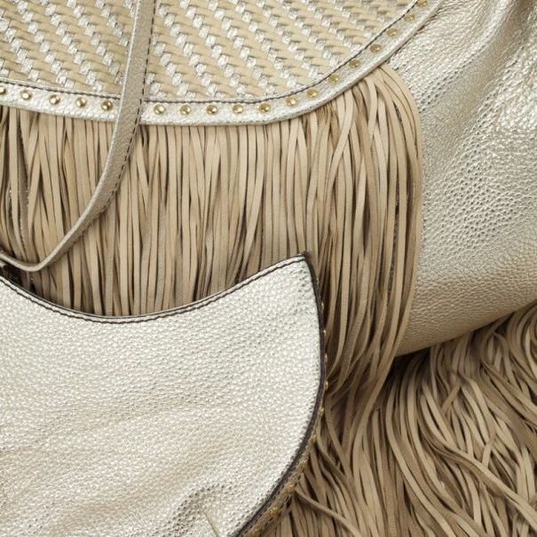Versace Metallic And Ivory 'Couture Fringes' Hobo For Women - Image 7