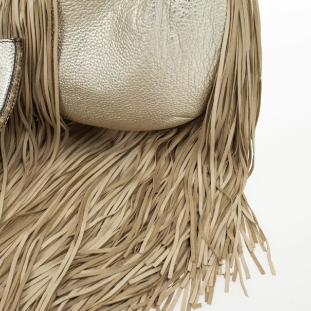 Versace Metallic And Ivory 'Couture Fringes' Hobo For Women - Image 11
