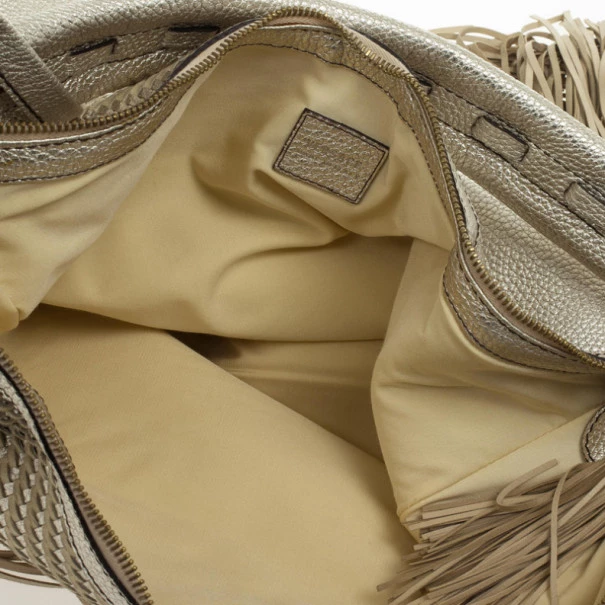 Versace Metallic And Ivory 'Couture Fringes' Hobo For Women - Image 14