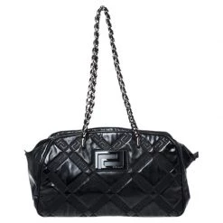 Versace Black Patent Leather Satchel For Women