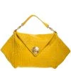 Versace Yellow Barocco Leather Medusa Flap Shoulder Bag For Women