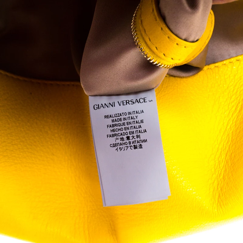 Versace Yellow Barocco Leather Medusa Flap Shoulder Bag For Women - Image 8