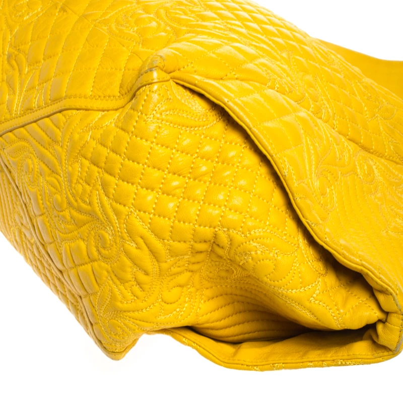 Versace Yellow Barocco Leather Medusa Flap Shoulder Bag For Women - Image 11