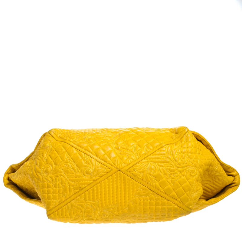 Versace Yellow Barocco Leather Medusa Flap Shoulder Bag For Women - Image 6