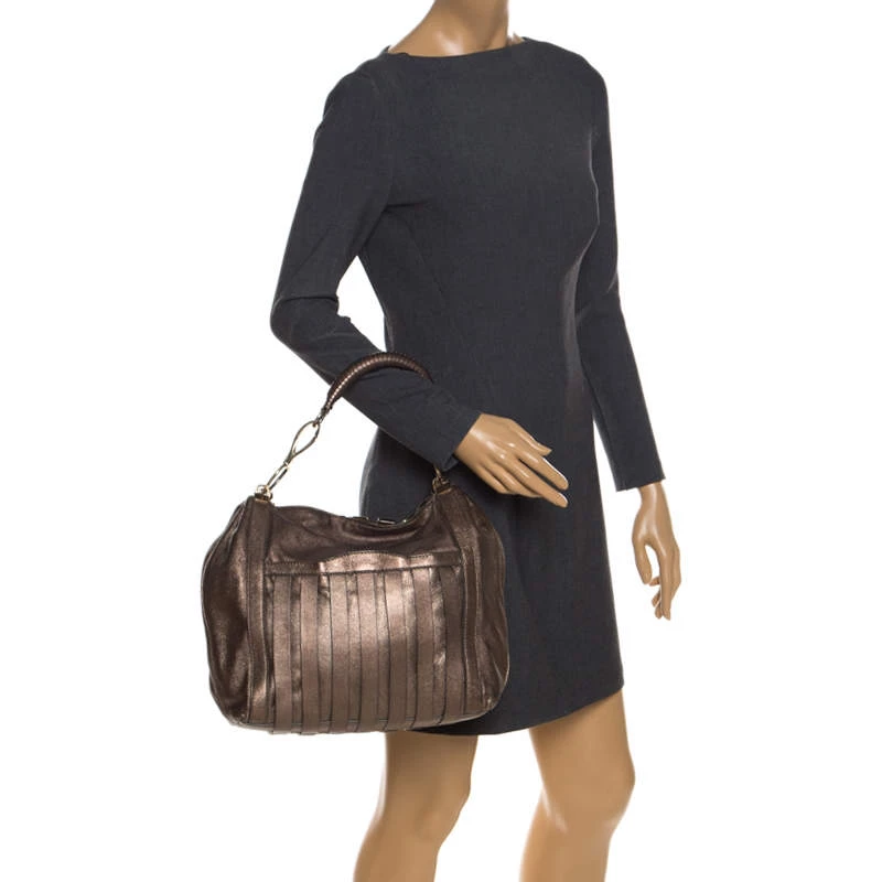 Versace Metallic Striped Leather Hobo For Women - Image 2