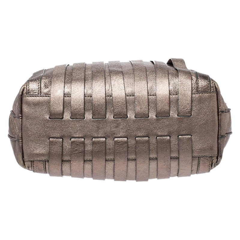 Versace Metallic Striped Leather Hobo For Women - Image 6