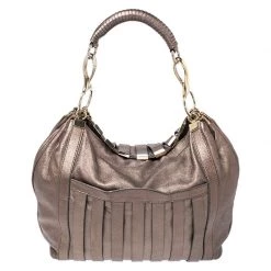 Versace Metallic Striped Leather Hobo For Women