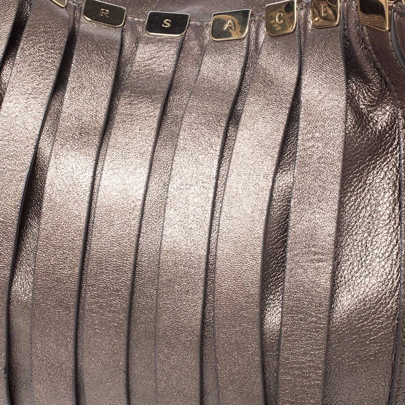 Versace Metallic Striped Leather Hobo For Women - Image 5