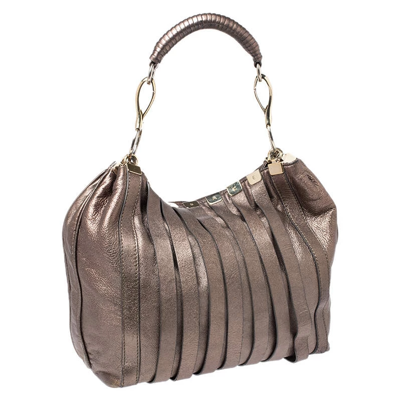 Versace Metallic Striped Leather Hobo For Women - Image 3