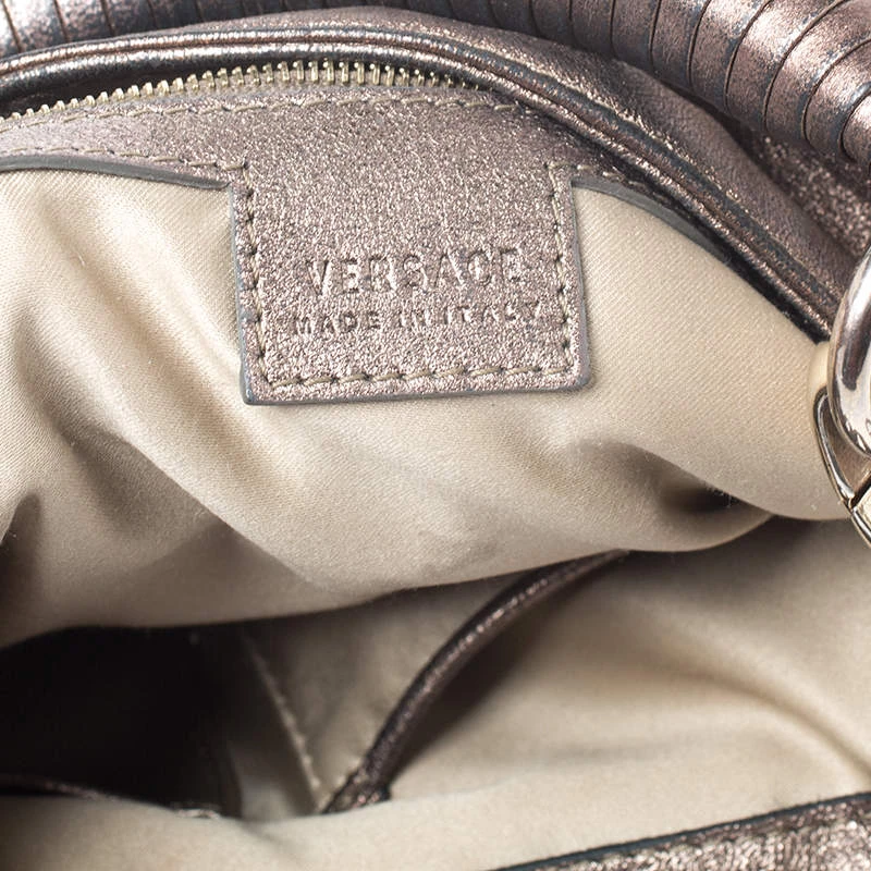 Versace Metallic Striped Leather Hobo For Women - Image 8