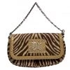 Versace Brown Zebra Print Fur Small Flap Bag For Women
