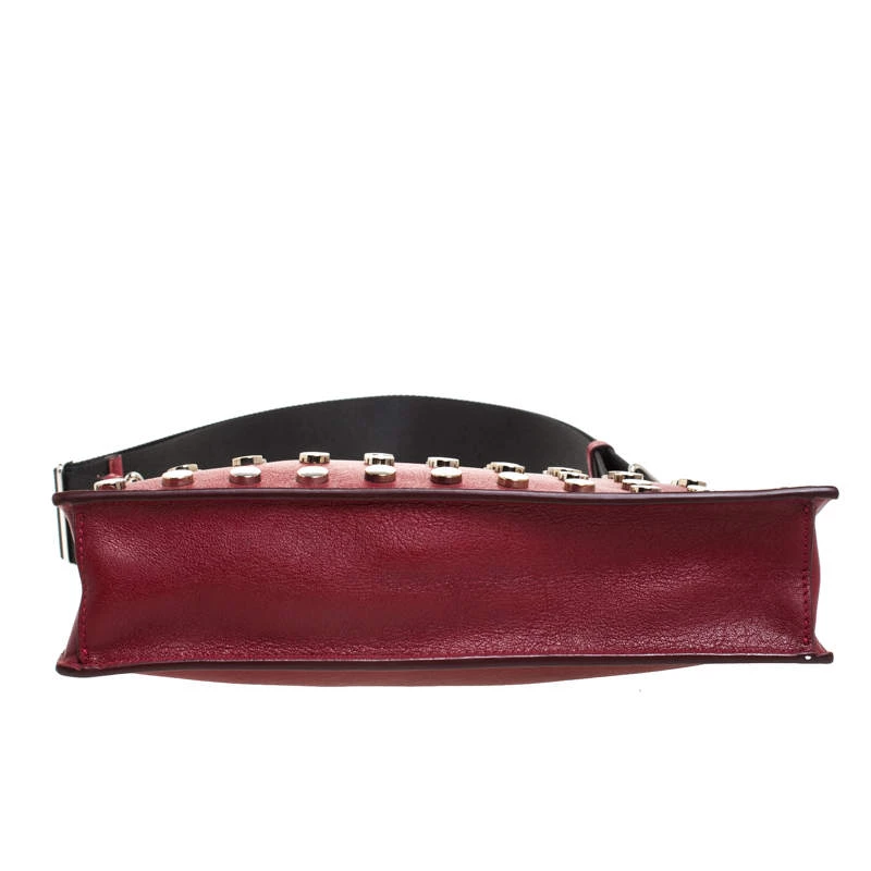 Versace Red Leather Studded Shoulder Bag For Women - Image 6