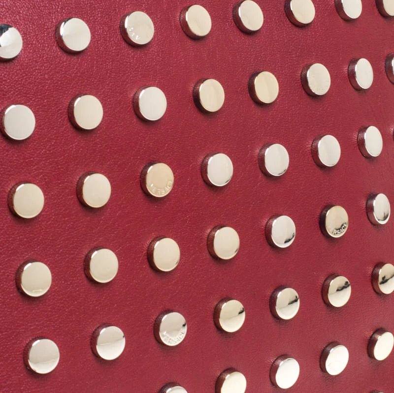 Versace Red Leather Studded Shoulder Bag For Women - Image 5